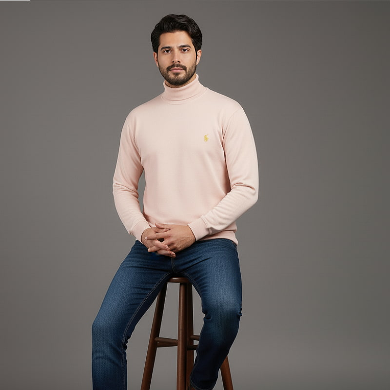 یقه اسکی مردانه کرم مدل POLO